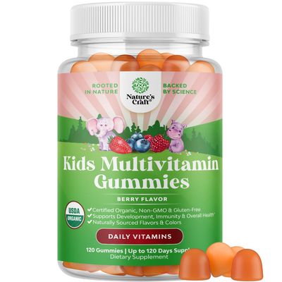 USDA Organic Kids Multivitamin Gummies - Vegan Organic Multivitamin for Kids 2+ with 14 Essential Vitamins and Minerals - Daily Kids Gummy Multivitamins - Vegan Nut Free &amp; Non-GMO (120 Count)