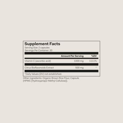 The Nue Co. Vitamin C Supplement, Supports Immunity with Vitamin C 1000 mg, Citrus Bioflavonoids, Vegan, Gluten Free, 60 Capsules