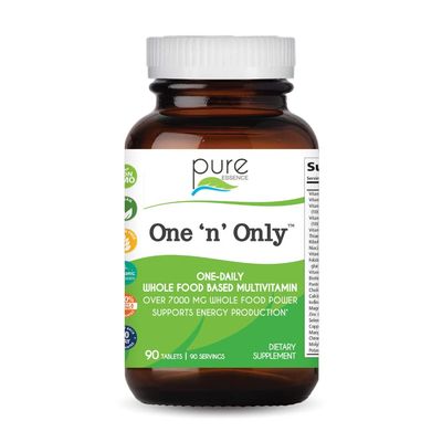 One n Only Whole Food Multivitamin by Pure Essence - Super Energetic Once a Day with Superfoods, Minerals, Enzymes, Vitamin D, D3, B12, Biotin - 30 Tablets