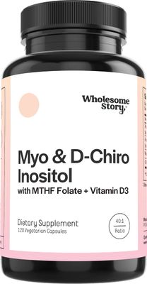 Myo-Inositol &amp; D-Chiro Inositol Capsules with MTHF, Folate, Vitamin D| Support for Ovarian Function, Hormone Balance, &amp; Homocysteine Levels | Fertility Supplements for Women | 40:1 Ratio