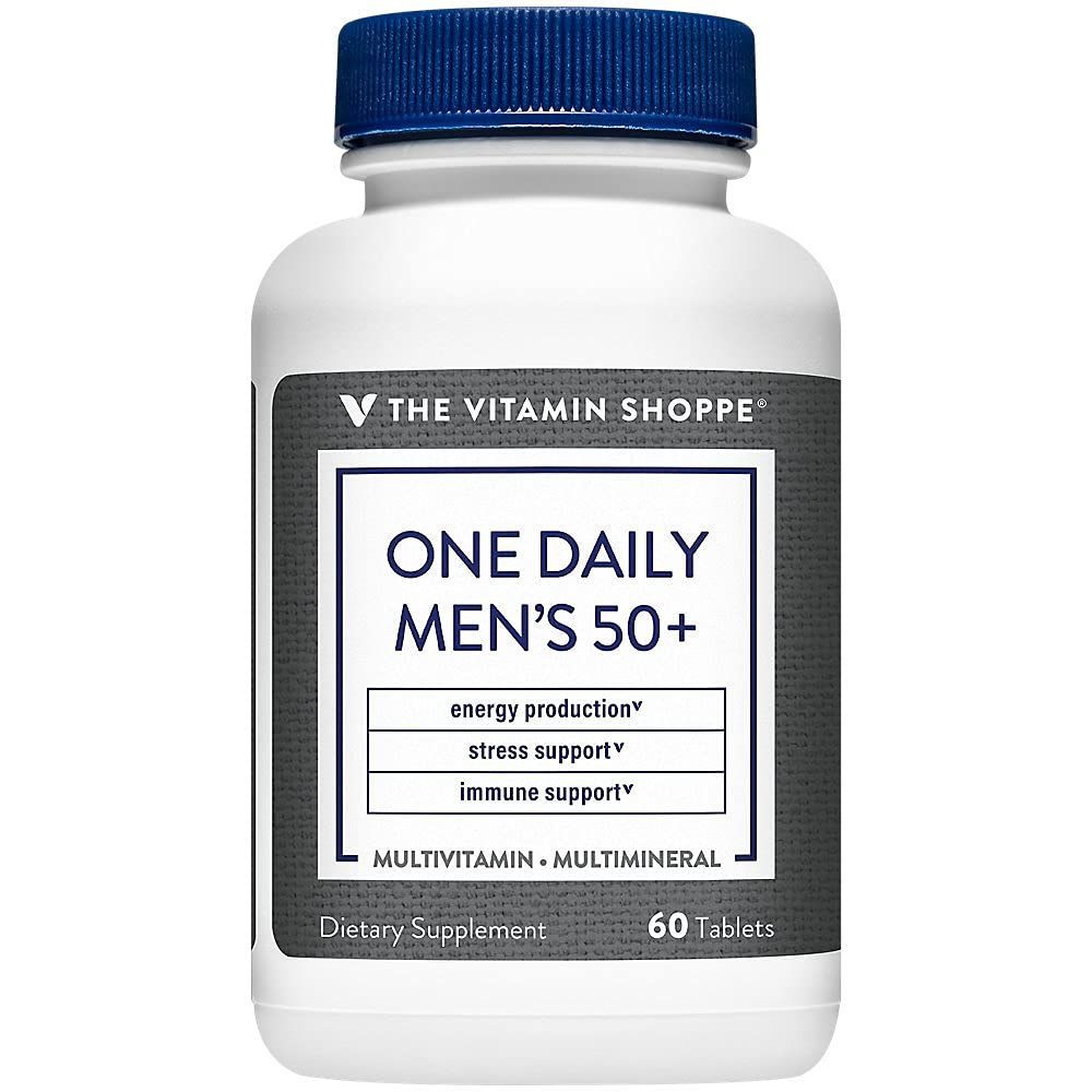 The Vitamin Shoppe One Daily Men&#39;s 50+ Multivitamin, 2,000IU Vitamin D3 Multi-Mineral, Antioxidant Supplement That Supports Energy Production, Vision and Immune Health (60 Tablets)