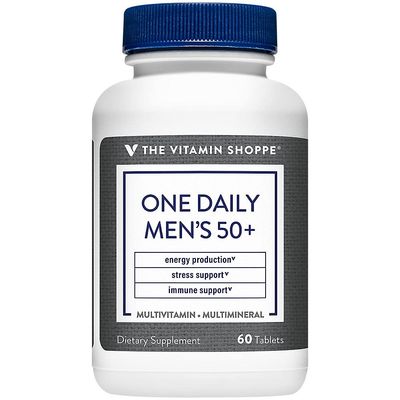 The Vitamin Shoppe One Daily Men&#39;s 50+ Multivitamin, 2,000IU Vitamin D3 Multi-Mineral, Antioxidant Supplement That Supports Energy Production, Vision and Immune Health (60 Tablets)