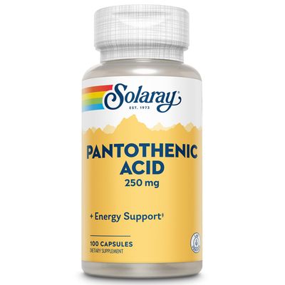 Solaray Pantothenic Acid 250mg | Vitamin B5 | Energy Metabolism, Hair, Skin, Nails &amp; Digestive Support | 100CT