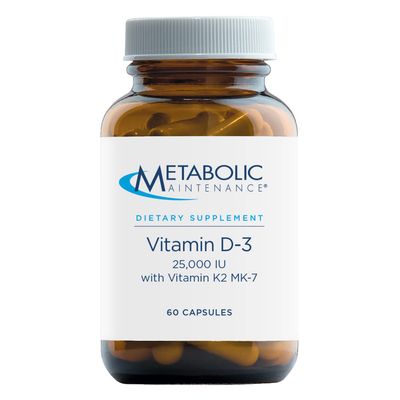 Metabolic Maintenance Vitamin D-3, 25,000 IU - Vitamin D Supplement with Vitamin K2 to Support Bone Health &amp; Density - Contains Vitamin K2 MK-7 (60 Capsules)