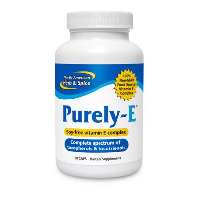 NORTH AMERICAN HERB &amp; SPICE Purely-E - 60 Capsules - Supports Healthy Hair, Skin &amp; Nails - Soy-Free Vitamin E Complex from Sunflower Oil, Pumpkin Seeds &amp; African Red Palm Oil - Non-GMO - 60 Servings