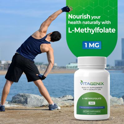 VITAGENIX L-Methylfolate - Optimized & Highly Bioactive Methyl Folate Supplement for Mood & Immune Support - Professional Strength Active 5-MTHF Form - 1mg - 90 Capsules