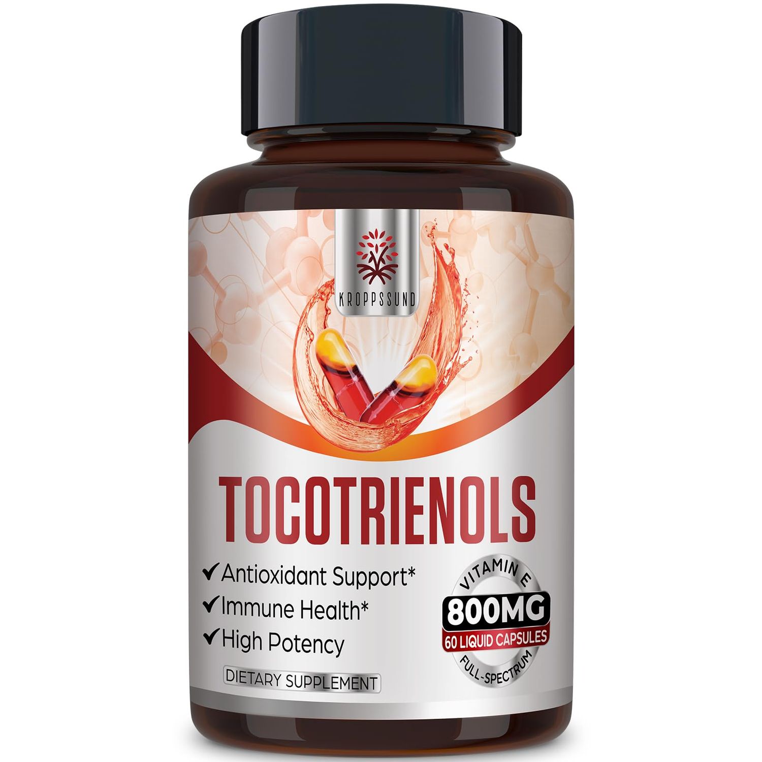 Tocotrienol Supplement Full Spectrum, Cutting-edge Fusion Technology, Tocotrienol Vitamin E-Tocotrienols 800mg,Powerful Antioxidant,Cardiovascular,Highest Absorption Rate - 60 Liquid-Filled Capsules