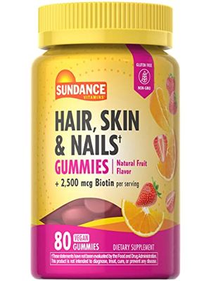 Sundance Hair, Skin, and Nails Gummies | with Biotin 2,500 mcg | 80 Count | Fruit Flavor Vitamin | Vegan, Non-GMO, and Gluten Free Supplement