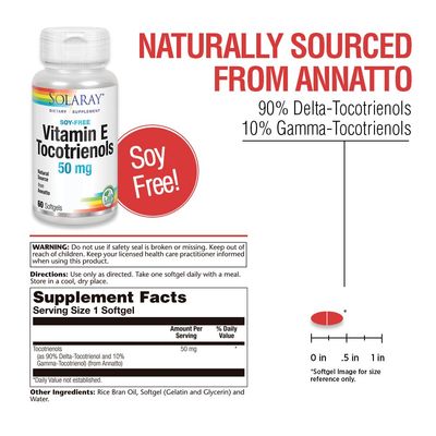 Solaray Vitamin E Tocotrienols 50mg | Healthy Brain Function Support | Soy Free | 50ct