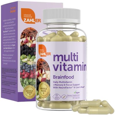 Zahler - Multivitamin Brain Supplement (60 Count) Kosher Brainfood Capsules for Adults with Neuro Factor &amp; Lion&#39;s Mane - Nootropic Brain Supplements for Memory Support - Focus Mental Energy Boost