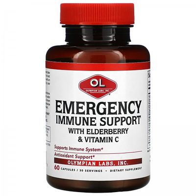 Olympian Labs Emergency Immune Support with Elberberry and Vitamin C | Supports Immune System | Antioxident | 60 Capsules