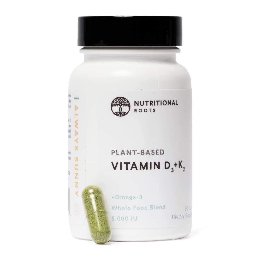 Plant Based Vitamin D3 K2, Vitamin D3 5000 iu, Vitamin D3 and Probiotics, Algal Omega 3 DHA, Organic Food Blend, Doctor&#39;s Choice, Vegan, 1 Monthly Supply, 30 ct