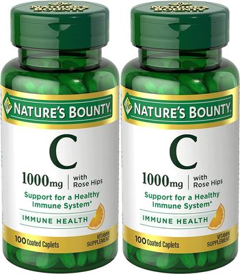 Nature's Bounty Vitamin C 1000 mg Plus Rose Hips Caplets 100 ea (Pack of 2)
