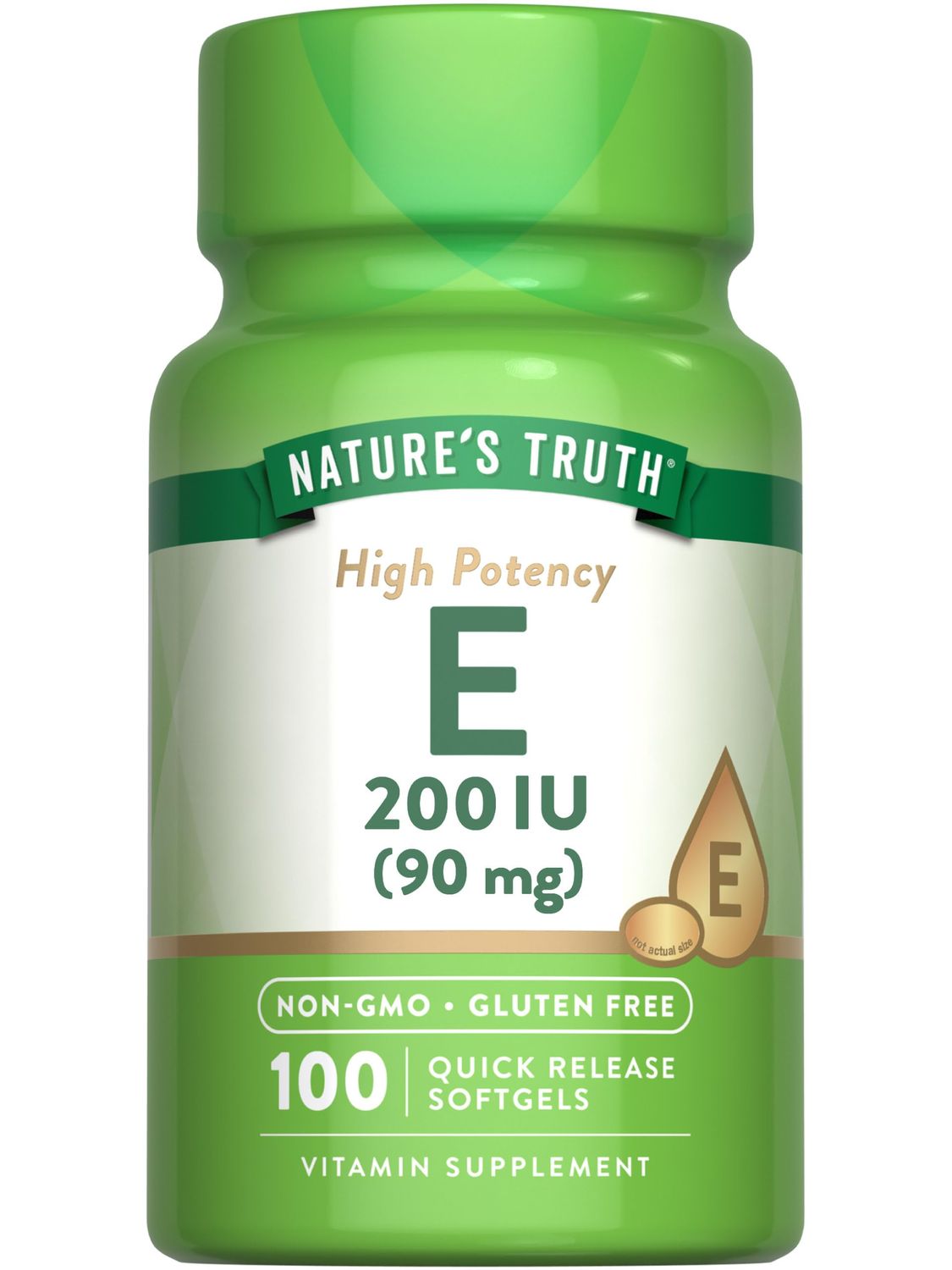 Nature&#39;s Truth Vitamin E Softgels | 200 IU | 100 Softgels | Non-GMO &amp; Gluten Free Supplement