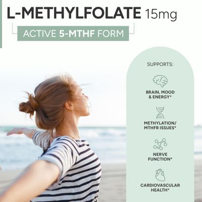 L-Methylfolate 15mg plus Methyl B12, D3, Taurine & NAC | 5-MTHF (Bioactive B9) Professional Strength | Methylated Vitamins to Support Mood, Nerve Health & Methylation* | MTHFR Supplement | 60 Capsules