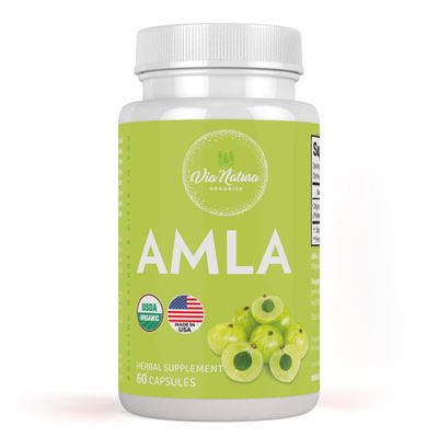 Via Natura Organics Amla Capsules 1000mg | Organic Herbal Supplement | Natural Source of Vitamin C | 60 Capsules
