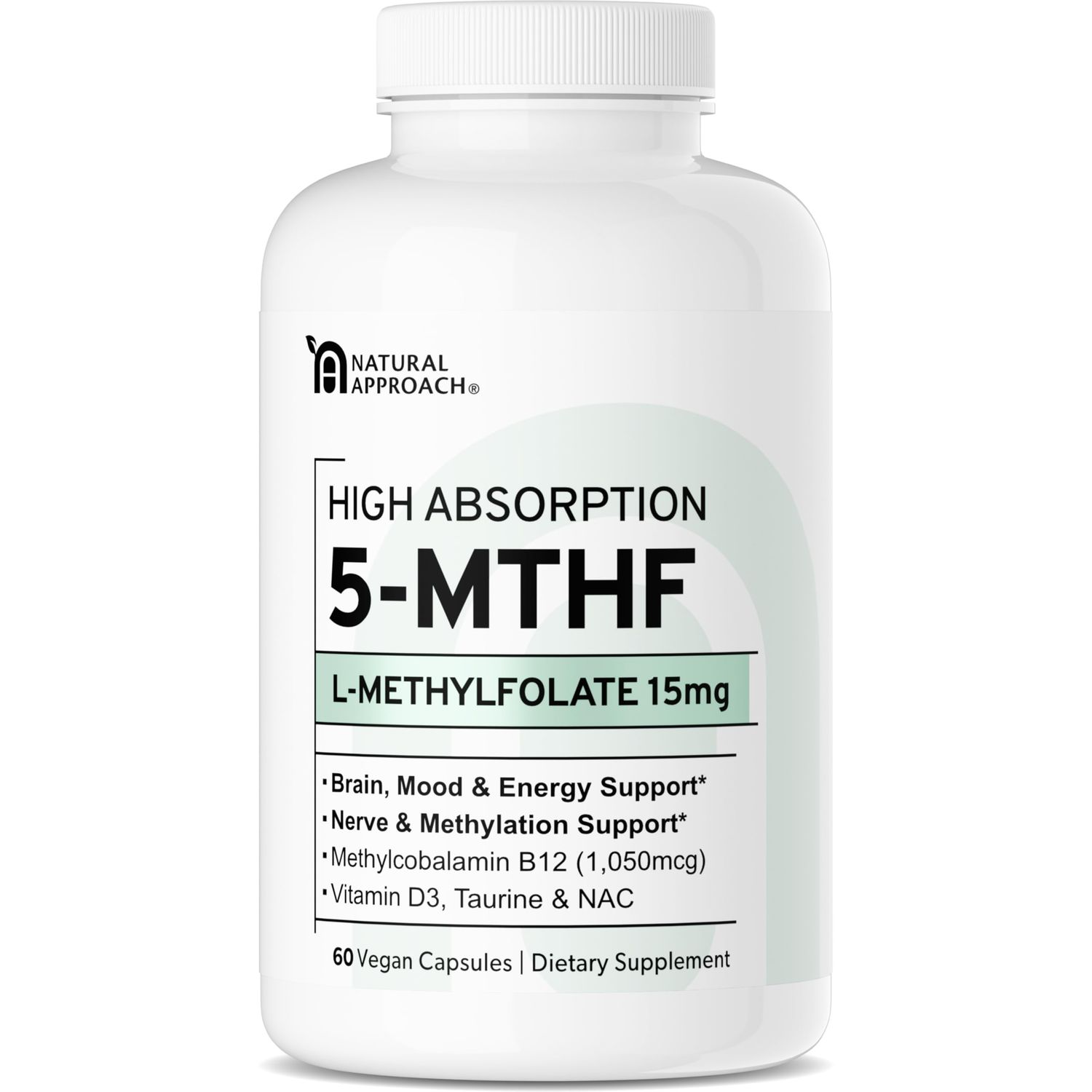 L-Methylfolate 15mg plus Methyl B12, D3, Taurine &amp; NAC | 5-MTHF (Bioactive B9) Professional Strength | Methylated Vitamins to Support Mood, Nerve Health &amp; Methylation* | MTHFR Supplement | 60 Capsules