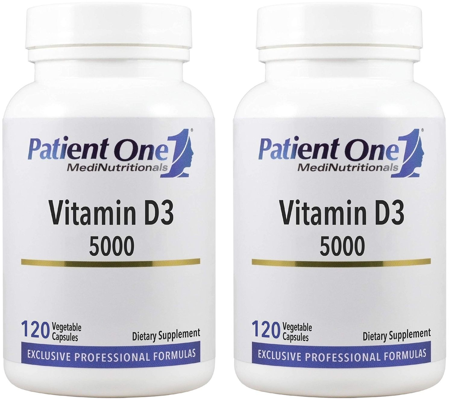 Patient One Vitamin D3 5,000 IU | Supplement to Support Immune, Heart and Bone Health* | Absorbable Cholecalciferol Form | 120 Capsules | 2 Pack
