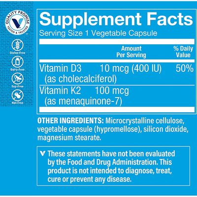 The Vitamin Shoppe Vitamin K2-100 MCG (90 Vegetarian Capsules)