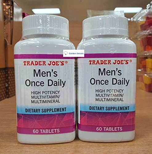 Trader Joes Mens Once Daily High Potency Multivitamin/Multimineral 60 Tablets (Two Bottles)