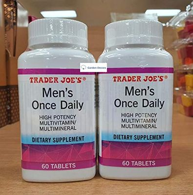 Trader Joes Mens Once Daily High Potency Multivitamin/Multimineral 60 Tablets (Two Bottles)