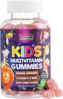 Kids Multivitamin Gummies - Daily Vitamins for Kids, Vitamin C, D3 &amp; Zinc for Immune Support, Strawberry Flavored Gummies, Nature&#39;s Toddler &amp; Kid Multi Vitamins, Non-GMO, Gluten Free - 120 Gummies