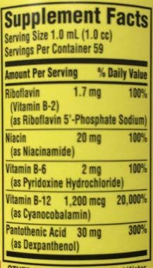Vitamin B Complex Sublingual Liquid Drops for Adults with Vitamin B6, Vitamin B12, Niacin, Riboflavin, Pantothenic Acid - Energy Bundle w/ 'No Fluff' Guide