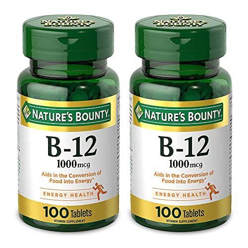 Nature&#39;s Bounty Natural Vitamin B12, 1000mcg, 100 Tablets (Pack of 2)
