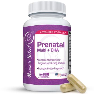 Mama&#39;s Select Prenatal Vitamins for Women with Iron, Vitamin D, DHA, and Folic Acid for Pregnant Women, Methyl Folate Safe for MTHFR - Slow-Release Supplement, Gentle on Stomach, 60 Veggie Capsules
