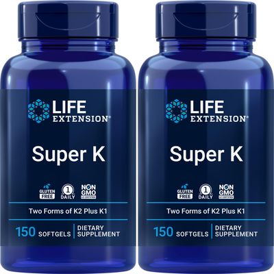 Life Extension Super K, 150 Softgels (Pack of 2) with Vitamin K1 and K2 Supplement