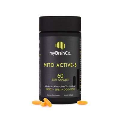 myBrainCo. Mito Active-B Mitochondrial Supplement - Activated Vitamin B Complex - Potent B2, B6, B12 Vitamins and Folate Supplement to Support Cellular Energy and Cognition (60 Softgels)