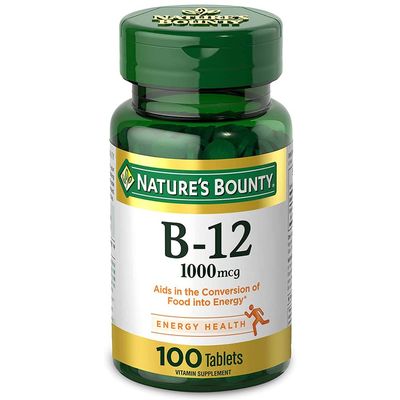 Nature's Bounty Natural Vitamin B12, 1000mcg, 100 Tablets (Pack of 2)