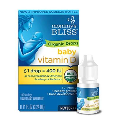 Mommy&#39;s Bliss Organic Baby Vitamin D Drops | Promotes Healthy Growth and Bone Development | Age Newborn+ | 0.11 Fl Oz (100 Servings)