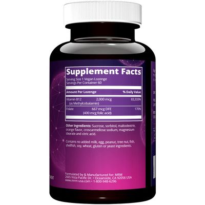 MRM - Vitamin B-12 (sublingual tabs - Methylcobalamin) with Folic Acid 60 tabs
