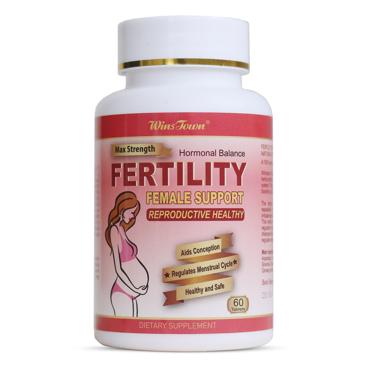 Wins Town Fertility Tablet for Women with Prenatal Vitamins, Female Fertility Supplement Support Conception and Hormone Balance, 60 Tablets