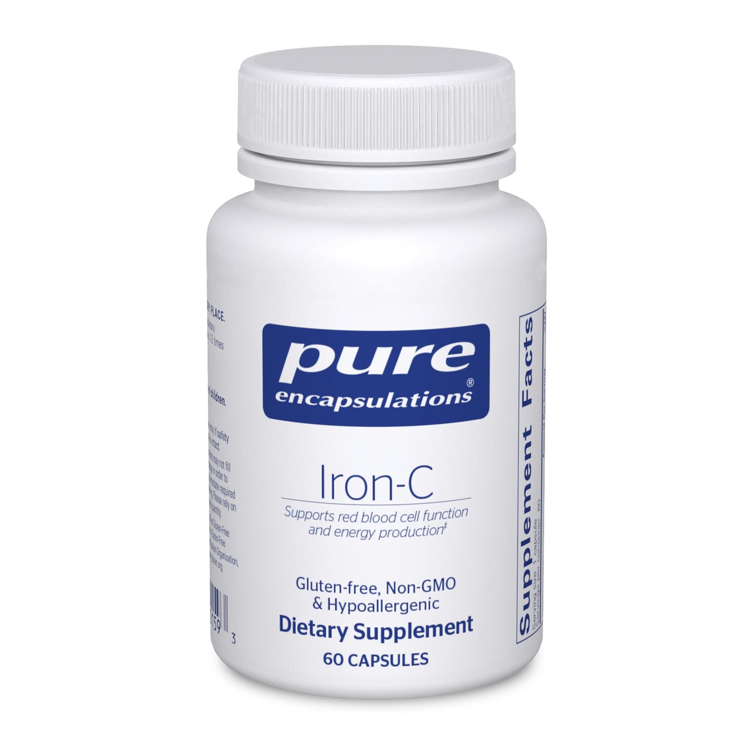 Pure Encapsulations Iron-C - 15 mg Iron - 175 mg Vitamin C - Red Blood Cell Support* - Energy Production - Highly Bioavailable Iron Pill - Gluten Free &amp; Vegan - 60 Capsules