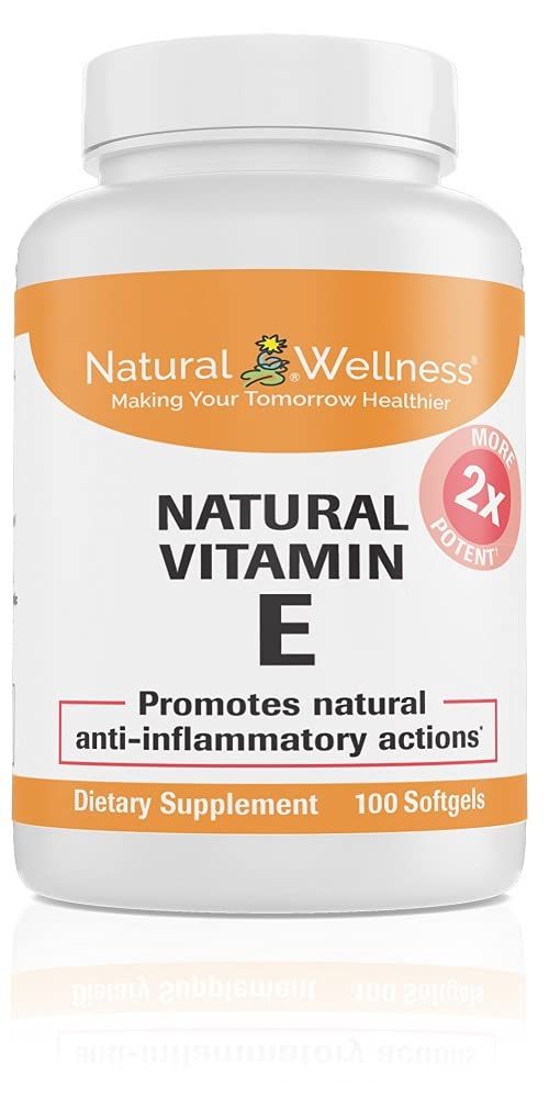 Natural Wellness Vitamin E - 268 mg (400 IU) of All Four Tocopherols - Supplement for Healthy Skin, Hair, Nails, Immune &amp; Eye Health - 100 Softgels: 100-Day Supply