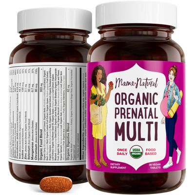 Mama Natural Organic Prenatal Vitamins For Women Vegan (30 Servings) | One A Day Prenatal Vitamins For Pregnant Women | Food Based, Non-gmo &amp; Gluten-free - Pre Natal Multivitamin For Women With Folate