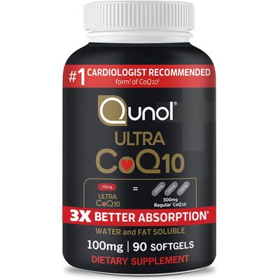 Qunol Ultra CoQ10 100mg Softgels- 3x Better Absorption, Antioxidant for Heart Health &amp; Energy Production, Coenzyme Q10 Vitamins and Supplements, 3 Month Supply, 90 Count