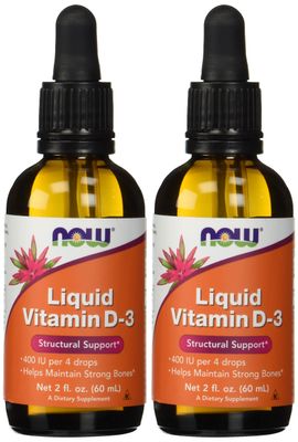 NOW Foods Liquid Vitamin D-3 400Iu/4 Dropper, 2 Fluid Ounce (Pack of 2)