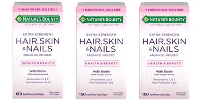 Nature&#39;s Bounty Extra Strength Hair Skin Nails, 150Count, Pack of 3