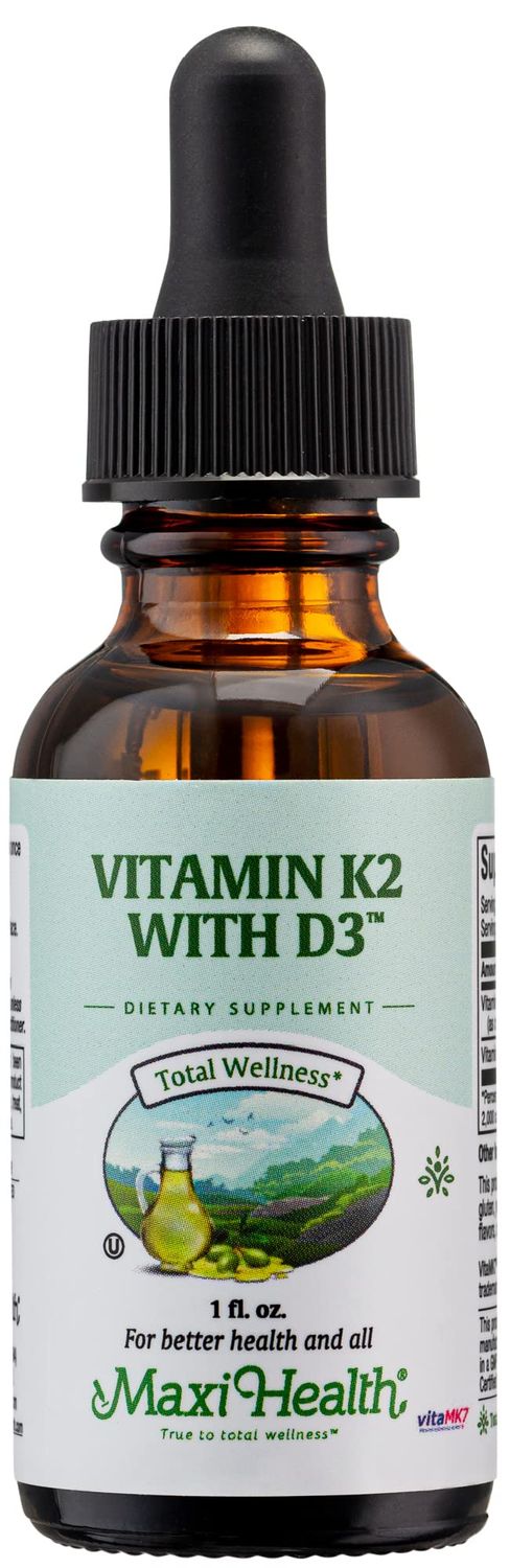 Maxi Health Liquid Vitamin D3 with K2 Drops for Long-Term Health - Vitamin K2 D3 Vitamin Supplement - D3 K2 Vitamin K and Vitamin D Supplement with Vitamin K2 MK-7 and Vit D - by Maxi Health, 1 fl oz