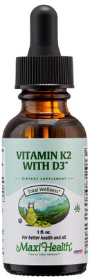 Maxi Health Liquid Vitamin D3 with K2 Drops for Long-Term Health - Vitamin K2 D3 Vitamin Supplement - D3 K2 Vitamin K and Vitamin D Supplement with Vitamin K2 MK-7 and Vit D - by Maxi Health, 1 fl oz