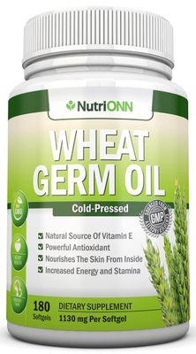Wheat Germ Oil - 1130mg - 180 Softgels - Cold-Pressed &amp; Non GMO - Natural Source of Vitamin E - Nourished Skin and Healthy Hair - Heart Health - Powerful Antioxidant - Increased Energy and Stamina