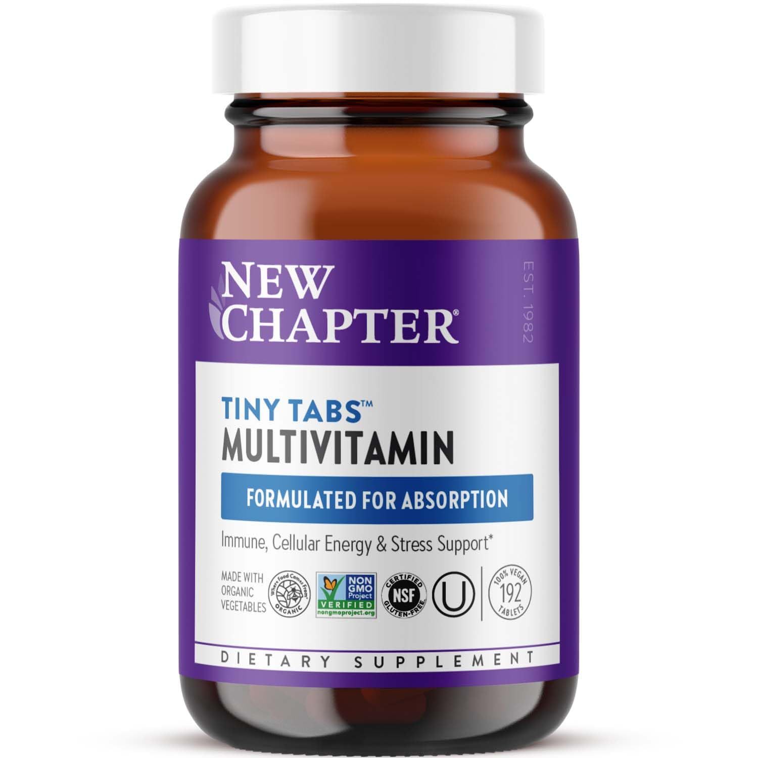 New Chapter Tiny Tabs Multivitamin with 20+ Nutrients for Immune, Cellular Energy &amp; Stress Support, Including Vitamin D3 + B Vitamins, 192 Count