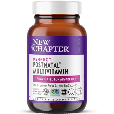 New Chapter, Postnatal Vitamins Lactation Supplement, Complete Multivitamin with Fermented Vitamin D3 + B Vitamins, Made with Organic Vegetables &amp; Herbs, Non-GMO Ingredients, 270 Count