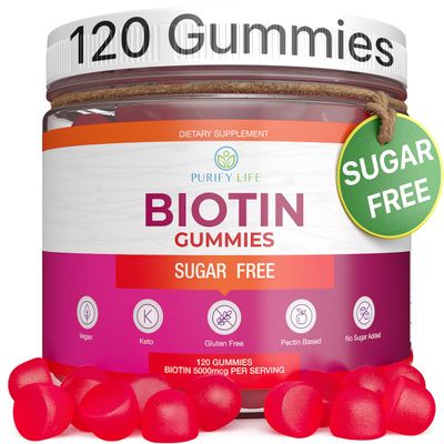 (Bulk - 120ct) Hair Growth Optimizer - Vegan Biotin Gummies - Tasty Biotin Supplement for Women &amp; Mens Thicker Hair - Nail Growth &amp; Strengthener for Brittle Breaking Nails &amp; Skin Health, Gluten-Free