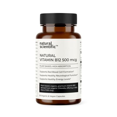 Organic Vitamin B12 Supplement 500 mcg - Cobalamin - 30-Day Supply - For Brain, Energy, Mood, Cognition - For Women and Men - Plant-Based, Gluten-Free, Vegetarian, Non-GMO - Premium Dietary Supplement