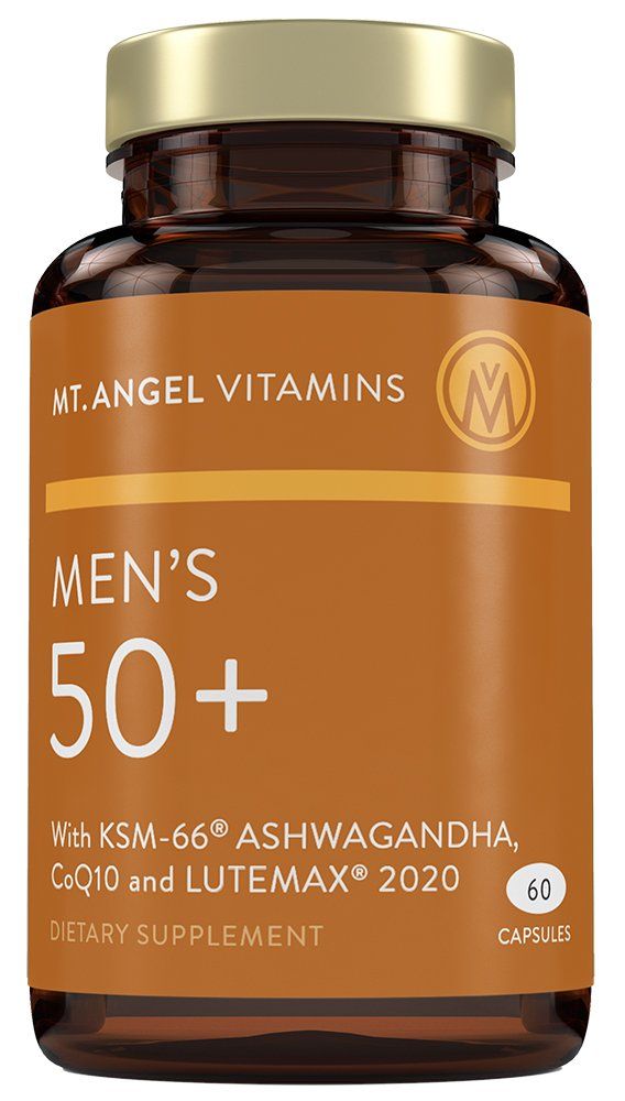 Mt. Angel Vitamins - Daily Mens Multivitamin 50+ Adult Formula with Iron, Calcium, KSM-66 Ashwaganda, and a Potent Proprietary Herbal Blend of The Best Mens Vitamins - 60 Count Capsules