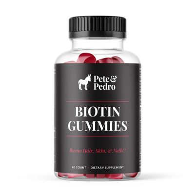 Pete &amp; Pedro BIOTIN Gummies - Daily Hair Growth Strengthening Supplement for Stronger Hair, Skin, &amp; Nails | Cherry Flavor Biotin Gummy 5000mcg Per Serving | As Seen on Shark Tank, 60 Count